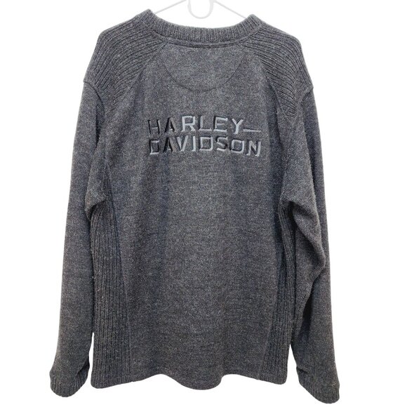 Harley Davidson Sweater Mens Wool Blend Pullover Embroidered Gray Size L - Picture 1 of 9